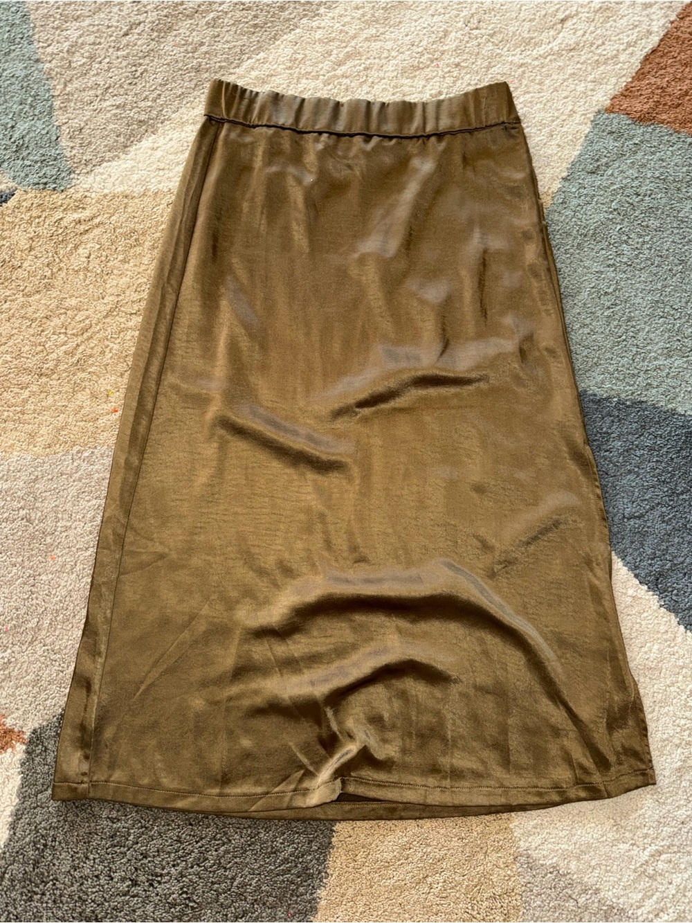 Umgee Bronze Metallic Side Slit Midi Skirt